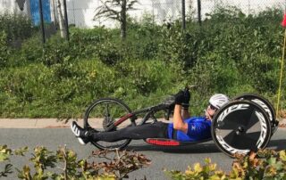 Disabled Israeli veteran Amit Hasdai trains on his handbike. (Photo: Meir Carmon)